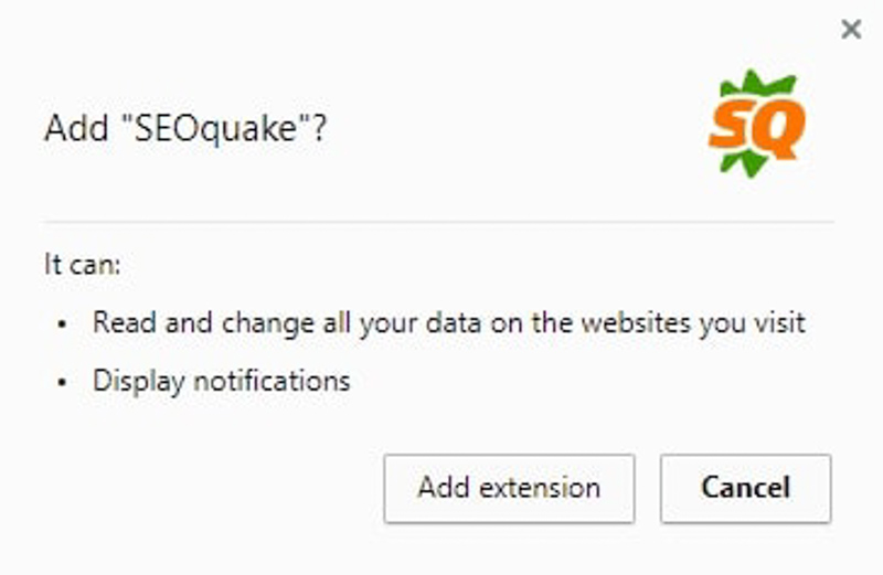 Chọn Add Extension để hoàn thành cài đặt SEOquake Add on Chrome